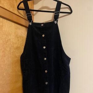 Black corduroy overall dress